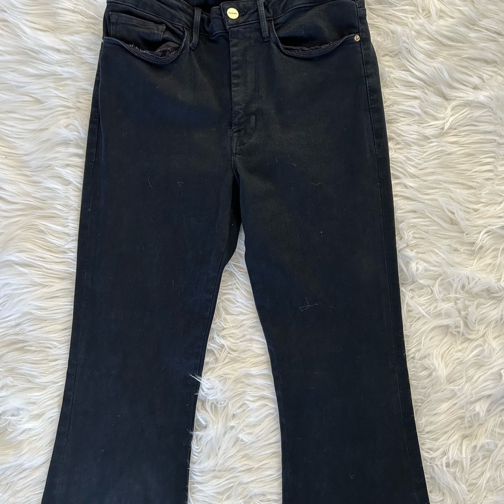 Frame One Flare High Rise Black Jeans - Picture 3 of 9